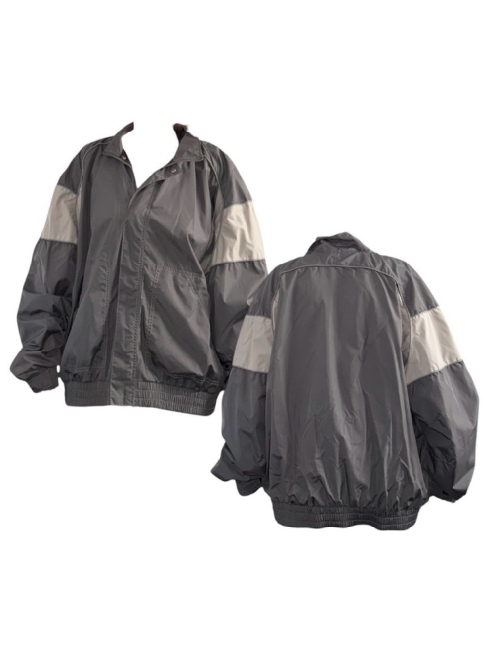 Gray Colorblock Windbreaker Jacket